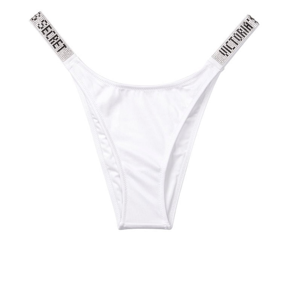 Victoria Secret Swim Shine Strap White Bikini Bottom Small
